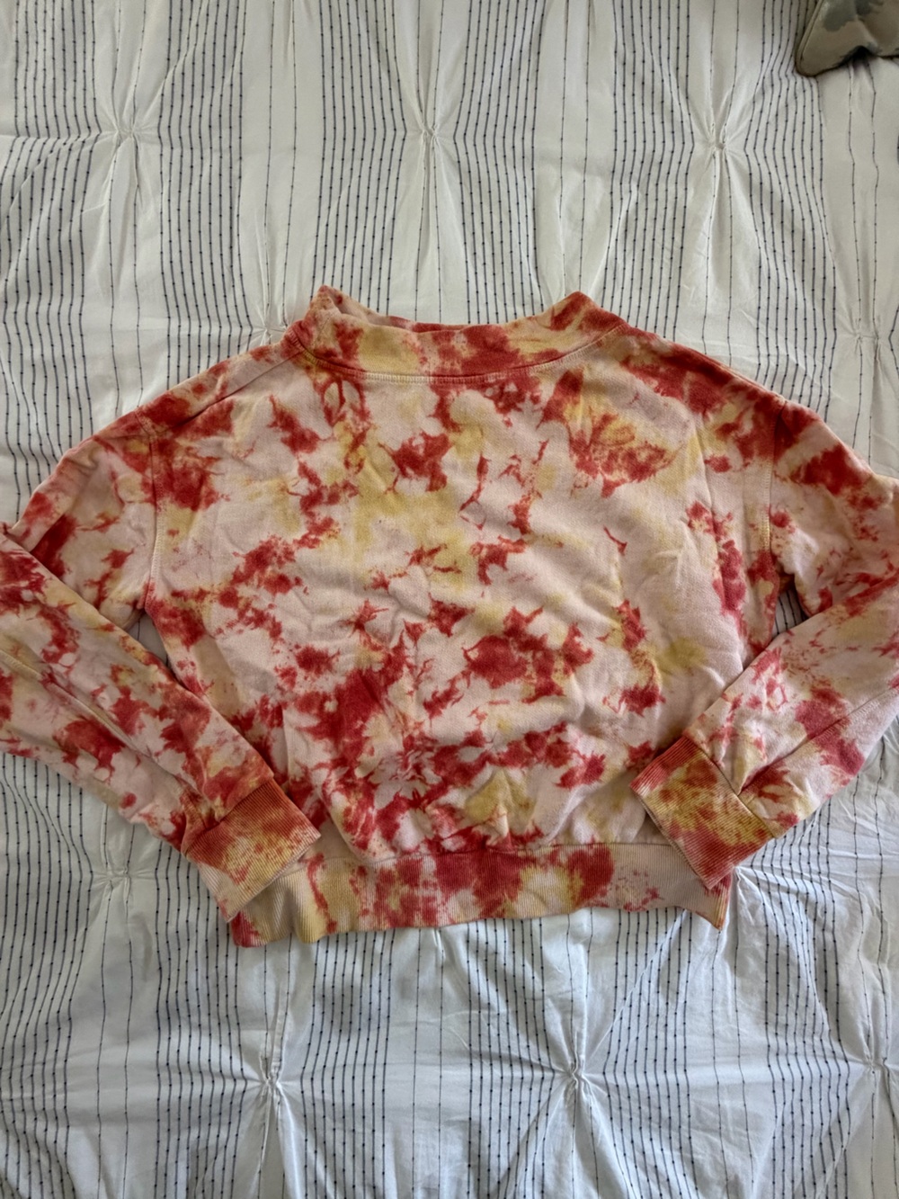 Anthropologie Pilcro Tie-Dye Mock Neck Cropped Sweatshirt in Pink & Orange
